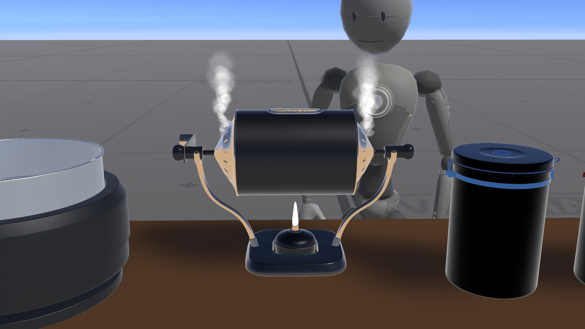 picture on vrchat, the roaster with rising smoke.