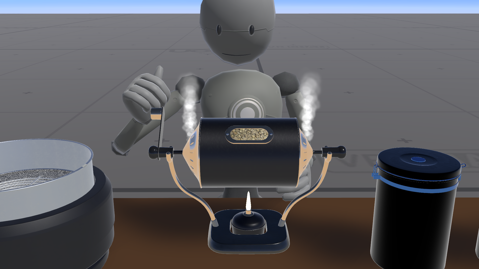 picture on vrchat, player is turning the roaster.